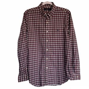 Ralph Lauren Red, White and Green Plaid Long Sleeve Button Down Sz M